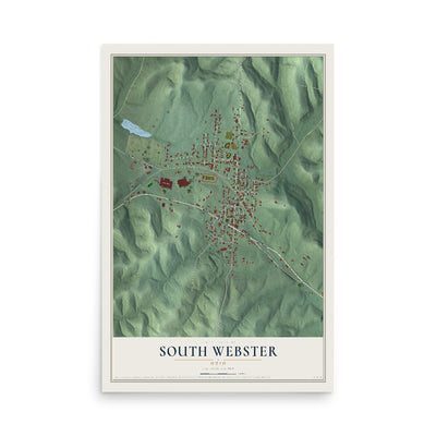 Map of South Webster, Ohio, 12 x 18 inch unframed archival matte print