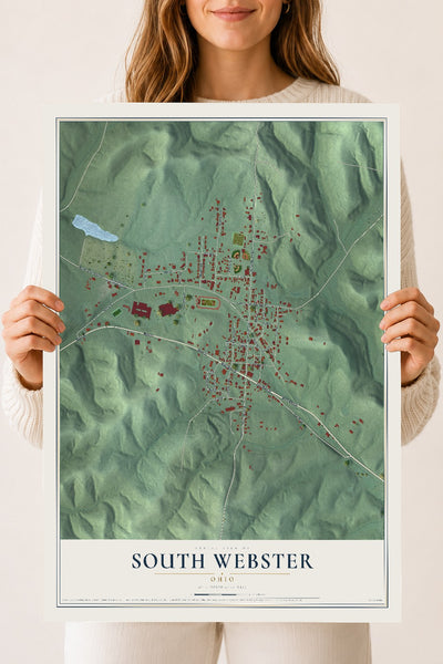 Map of South Webster, Ohio, 18 x 24 inch unframed archival matte print