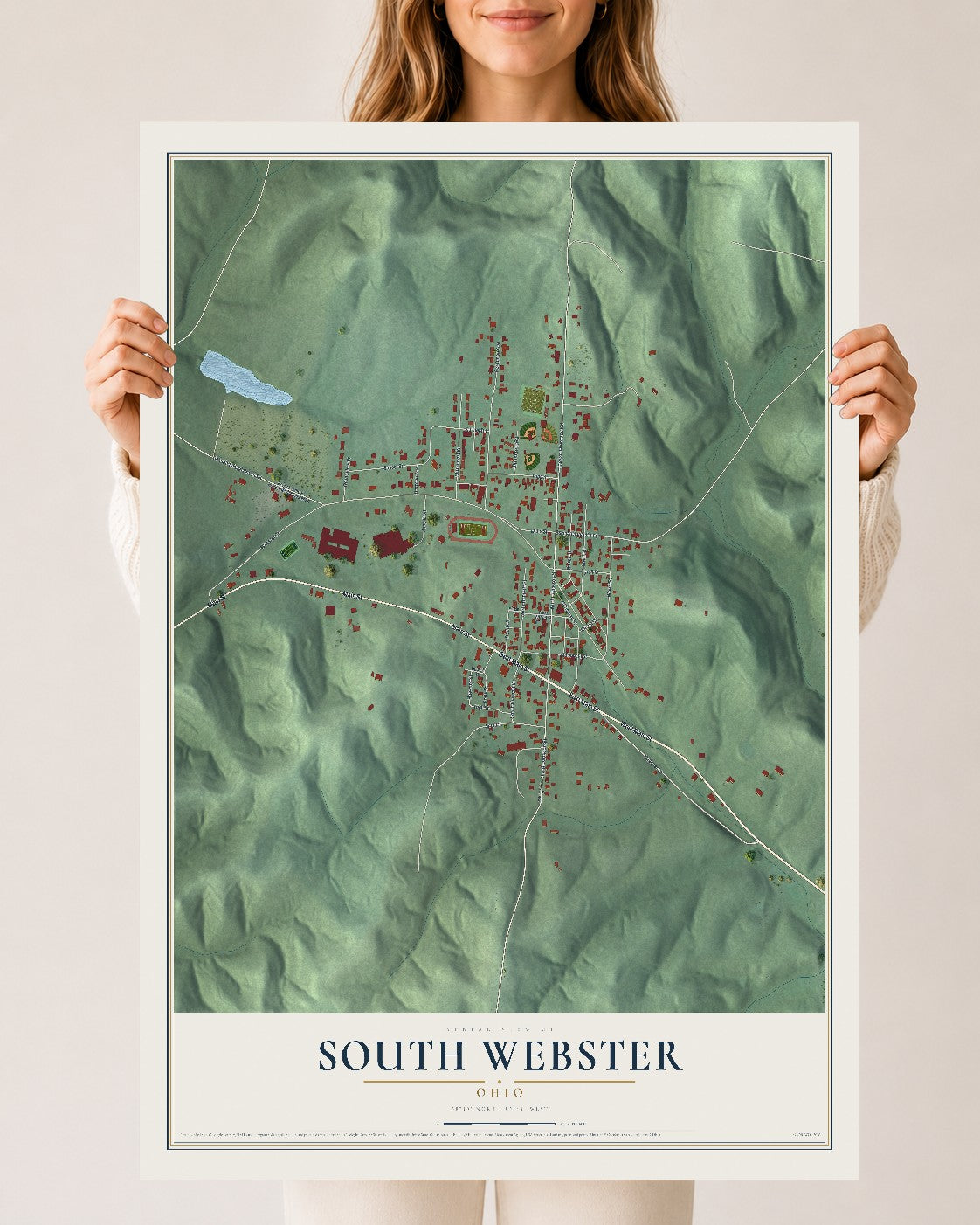 Map of South Webster, Ohio, 24 x 36 inch unframed archival matte print