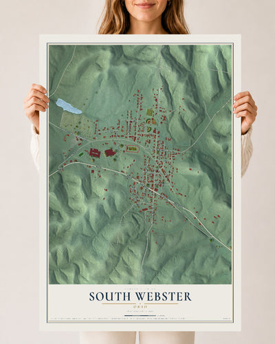 Map of South Webster, Ohio, 24 x 36 inch unframed archival matte print