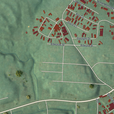 Second close-up of the map of South Zanesville, Ohio print showing more streets and buildings