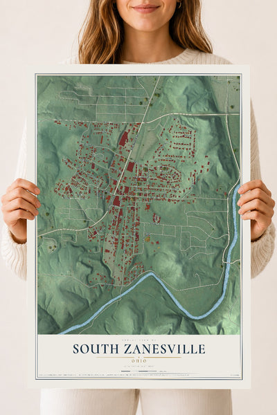 Map of South Zanesville, Ohio, 18 x 24 inch unframed archival matte print