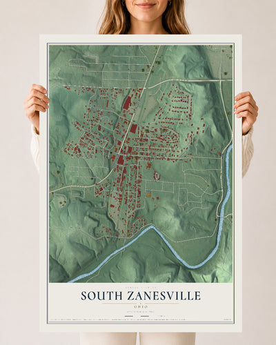 Map of South Zanesville, Ohio, 24 x 36 inch unframed archival matte print