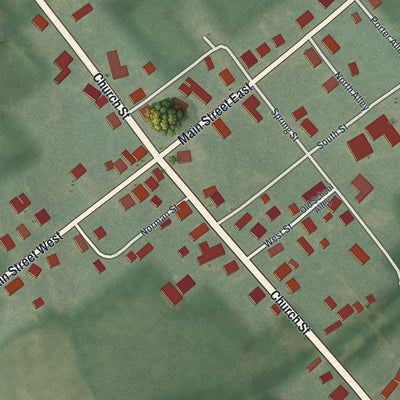 Close-up of the map of Sparta, Ohio print showing street and building detail