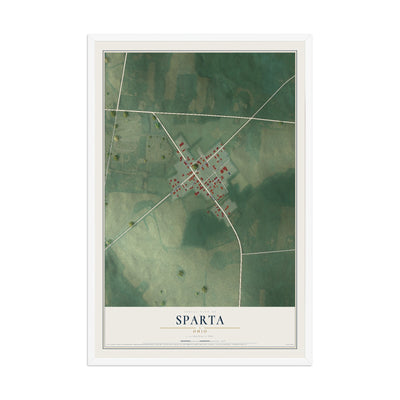 Map of Sparta, Ohio, 12 x 18 inch print in a white wood frame