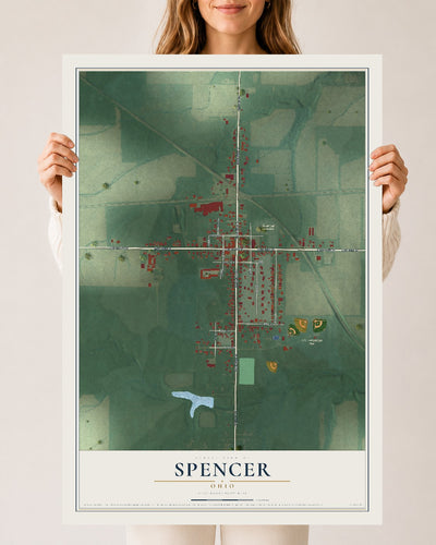 Map of Spencer, Ohio, 24 x 36 inch unframed archival matte print
