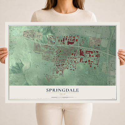 Map of Springdale, Ohio, 18 x 24 inch unframed archival matte print