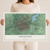 Map of Springfield, Ohio, 12 x 18 inch unframed archival matte print