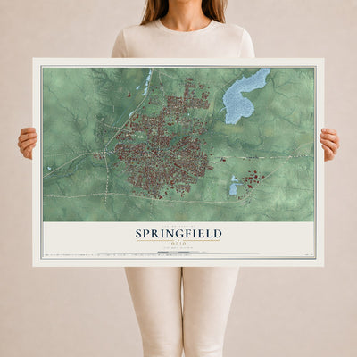 Map of Springfield, Ohio, 24 x 36 inch unframed archival matte print