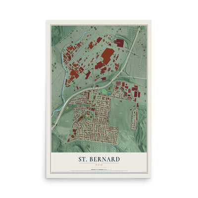 Map of St. Bernard, Ohio, 12 x 18 inch unframed archival matte print