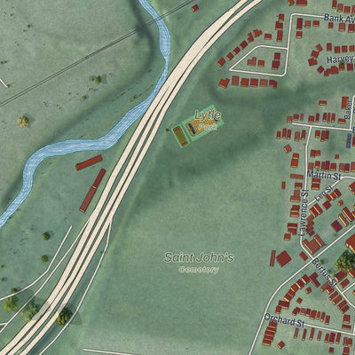 Second close-up of the map of St. Bernard, Ohio print showing more streets and buildings