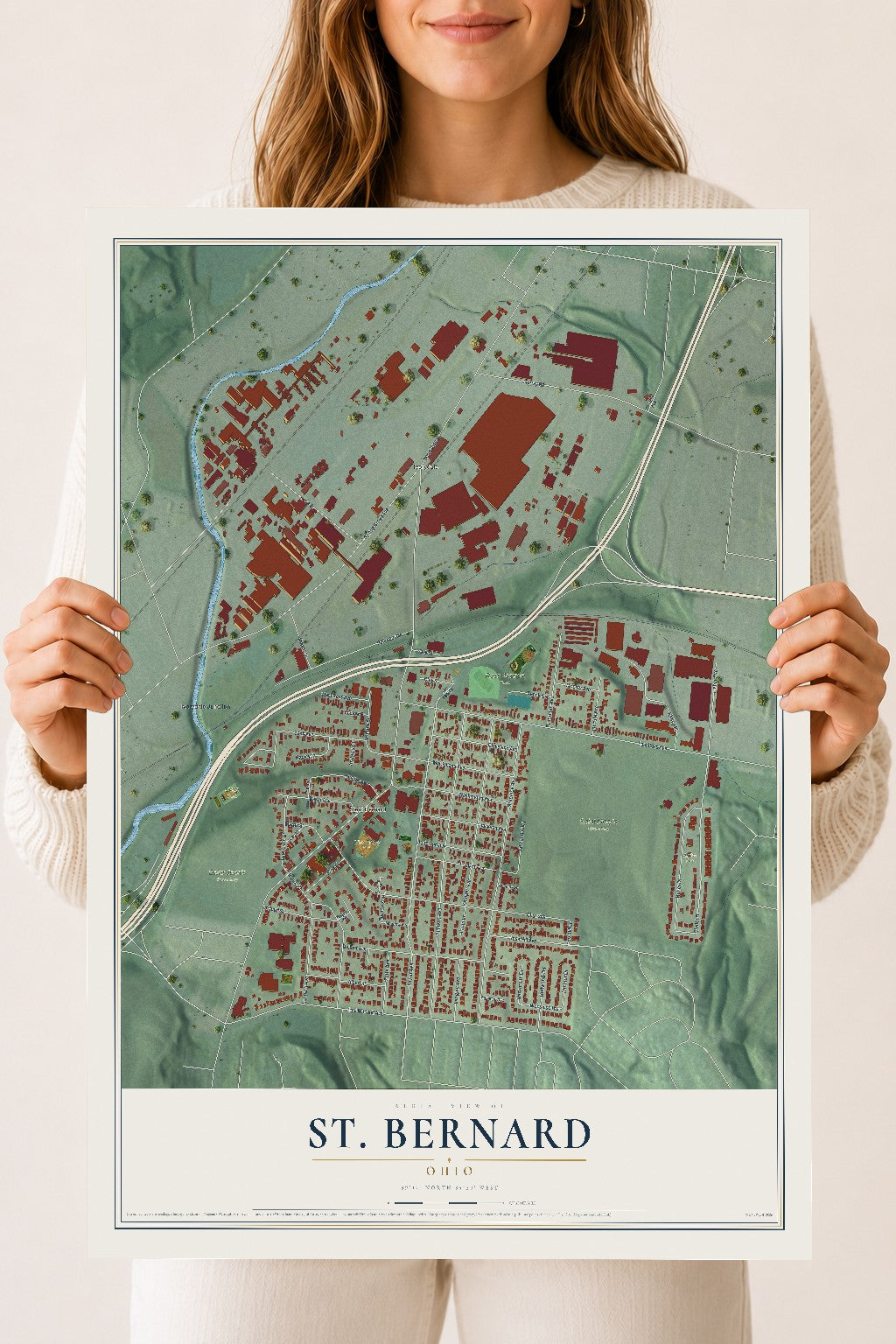 Map of St. Bernard, Ohio, 18 x 24 inch unframed archival matte print