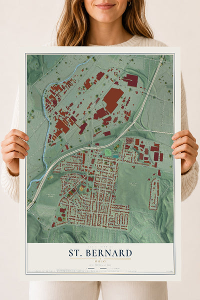 Map of St. Bernard, Ohio, 18 x 24 inch unframed archival matte print