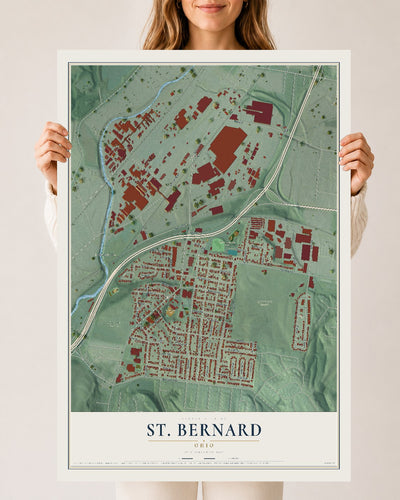 Map of St. Bernard, Ohio, 24 x 36 inch unframed archival matte print