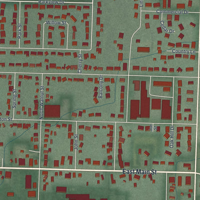Close-up of the map of St. Henry, Ohio print showing street and building detail