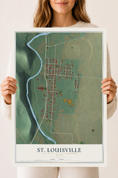Map of St. Louisville, Ohio, 18 x 24 inch unframed archival matte print
