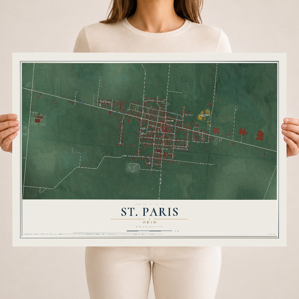 Map of St. Paris, Ohio, 18 x 24 inch unframed archival matte print