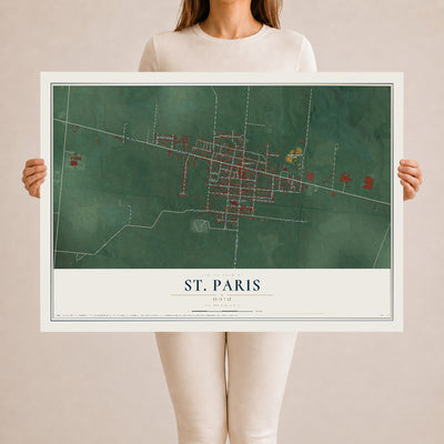 Map of St. Paris, Ohio, 24 x 36 inch unframed archival matte print