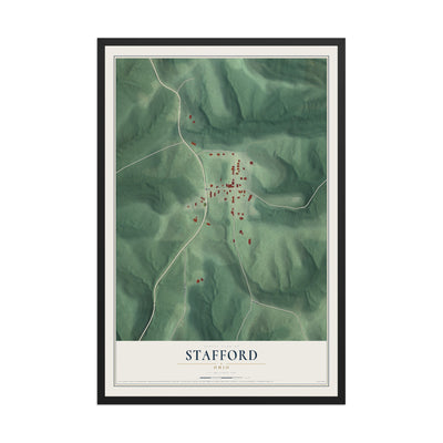 Map of Stafford, Ohio, 12 x 18 inch print in a black wood frame