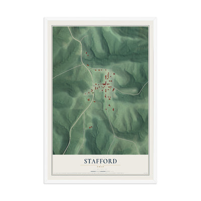 Map of Stafford, Ohio, 12 x 18 inch print in a white wood frame