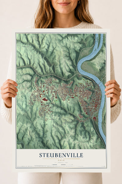 Map of Steubenville, Ohio, 18 x 24 inch unframed archival matte print