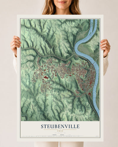 Map of Steubenville, Ohio, 24 x 36 inch unframed archival matte print