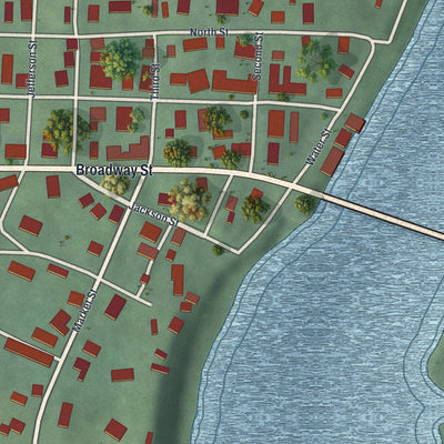 Close-up of the map of Stockport, Ohio print showing street and building detail