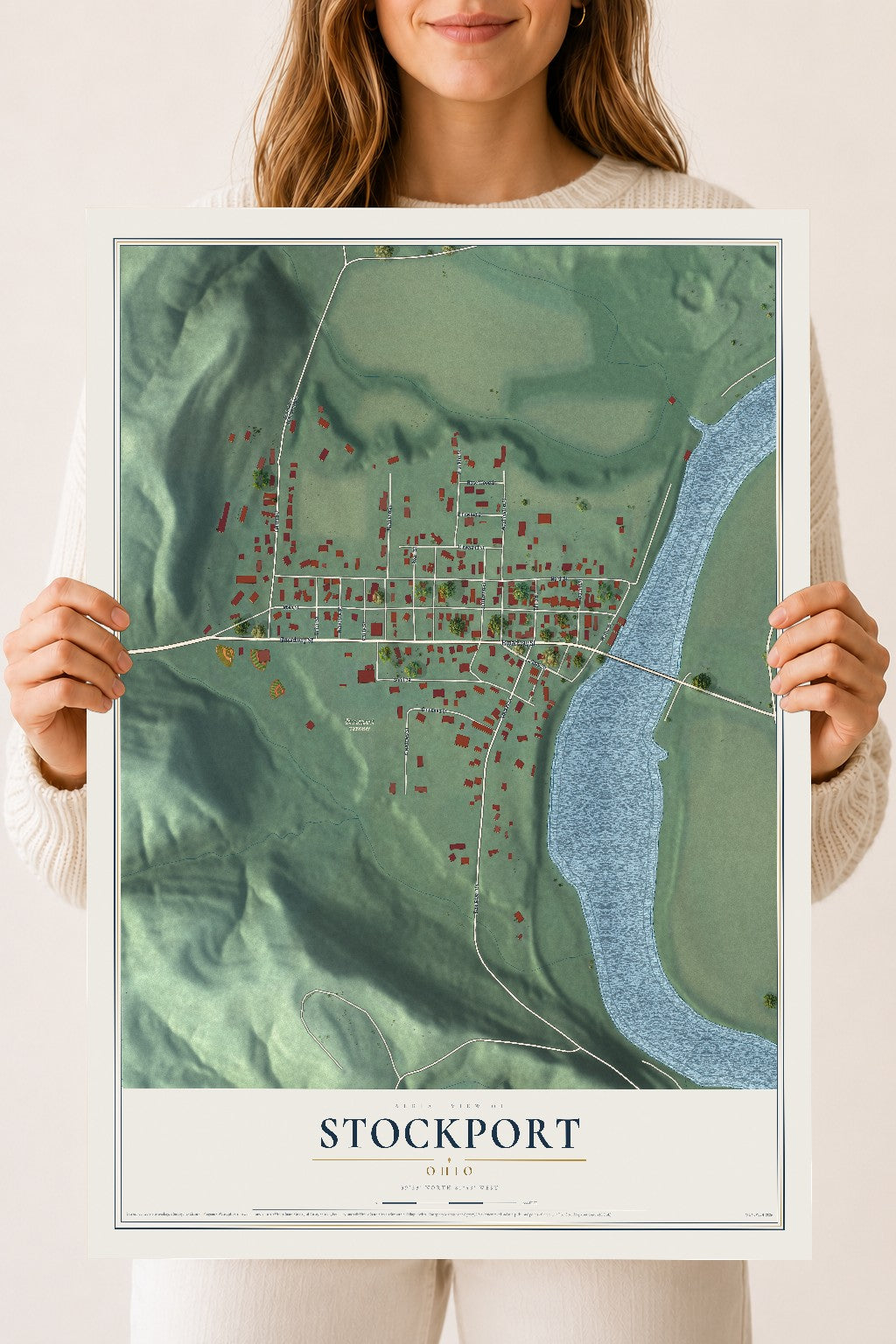 Map of Stockport, Ohio, 18 x 24 inch unframed archival matte print
