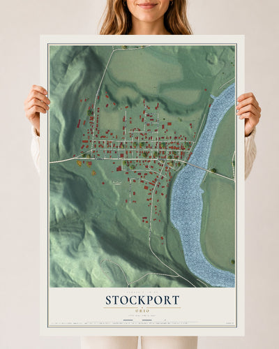 Map of Stockport, Ohio, 24 x 36 inch unframed archival matte print