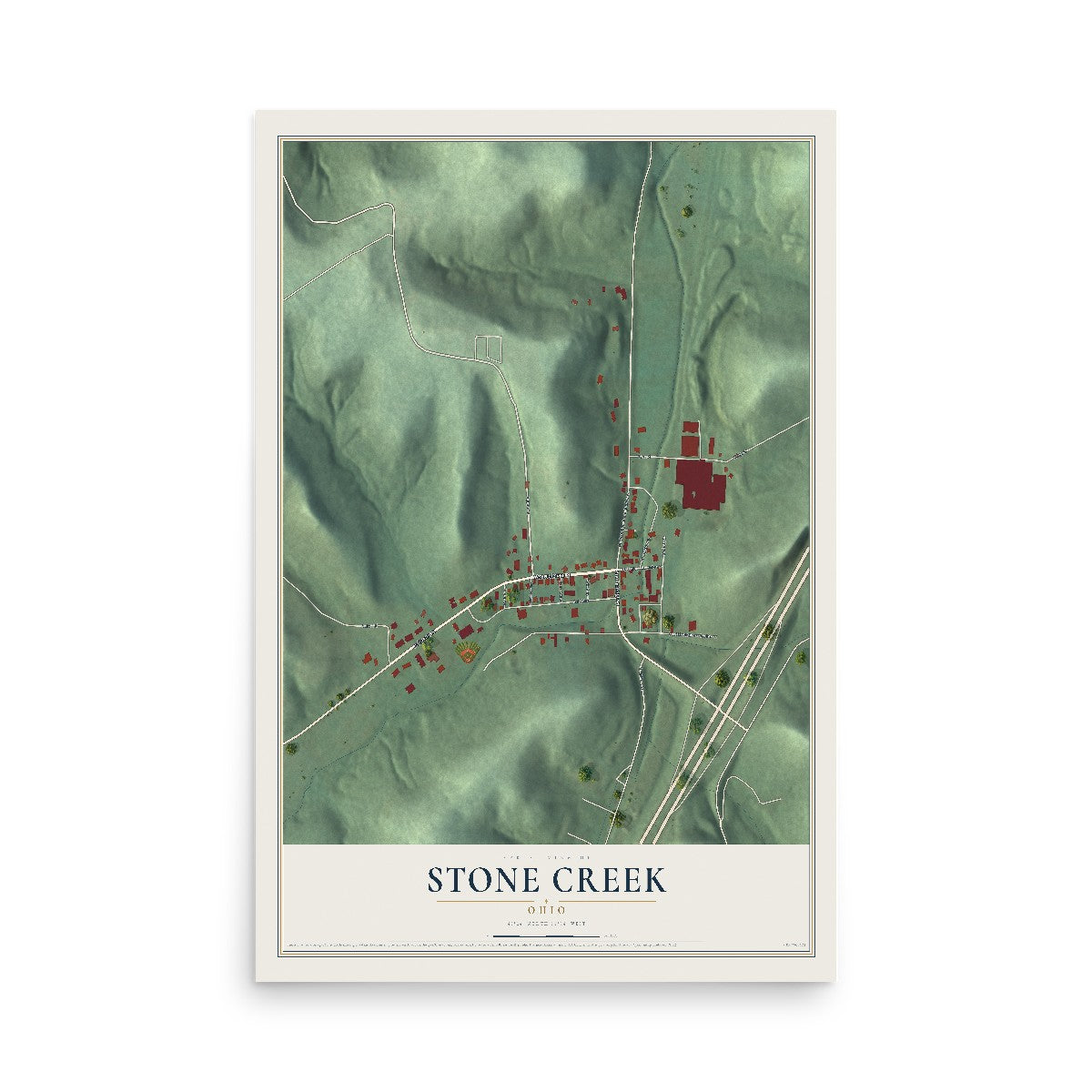 Map of Stone Creek, Ohio, 12 x 18 inch unframed archival matte print