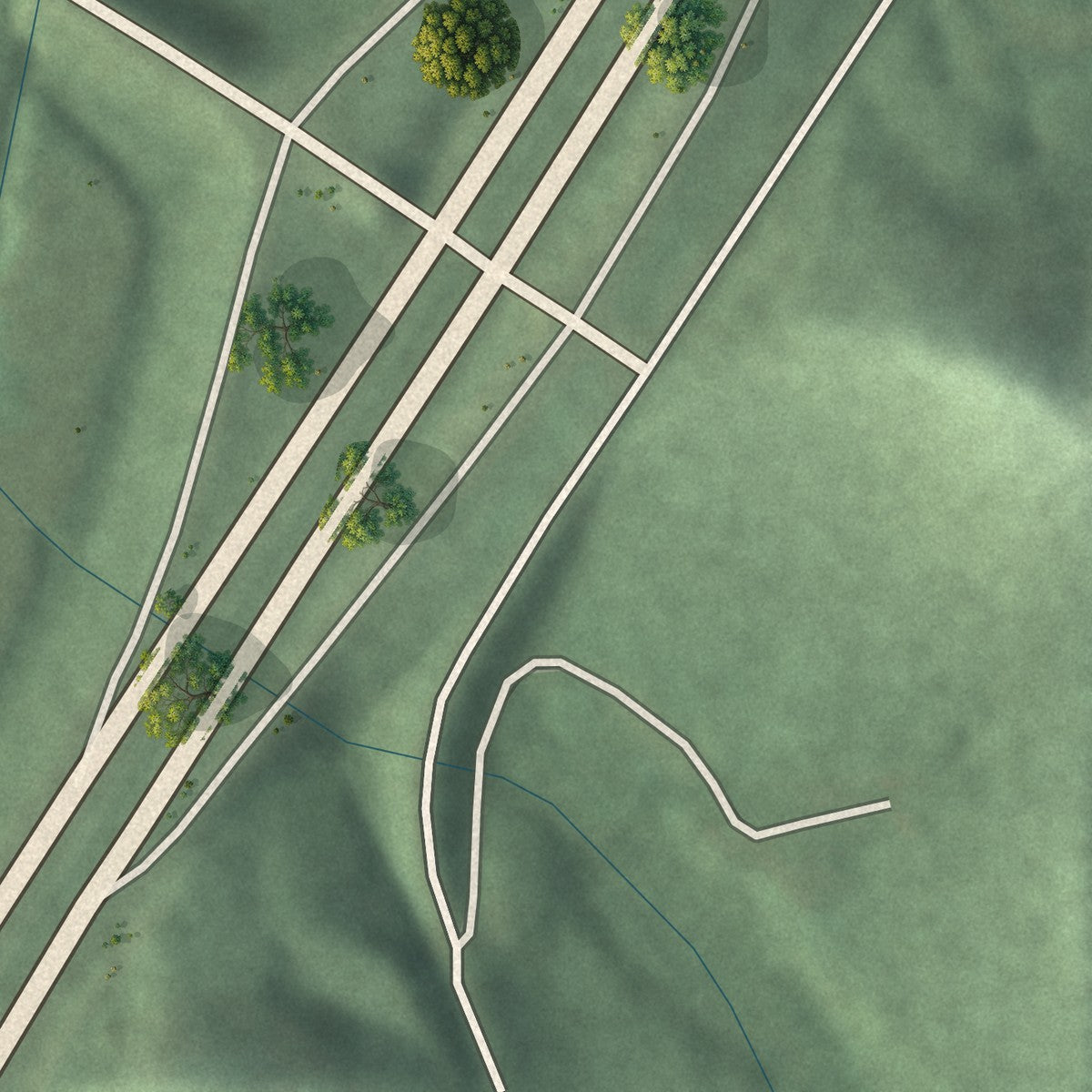 Close-up of the map of Stone Creek, Ohio print showing street and building detail