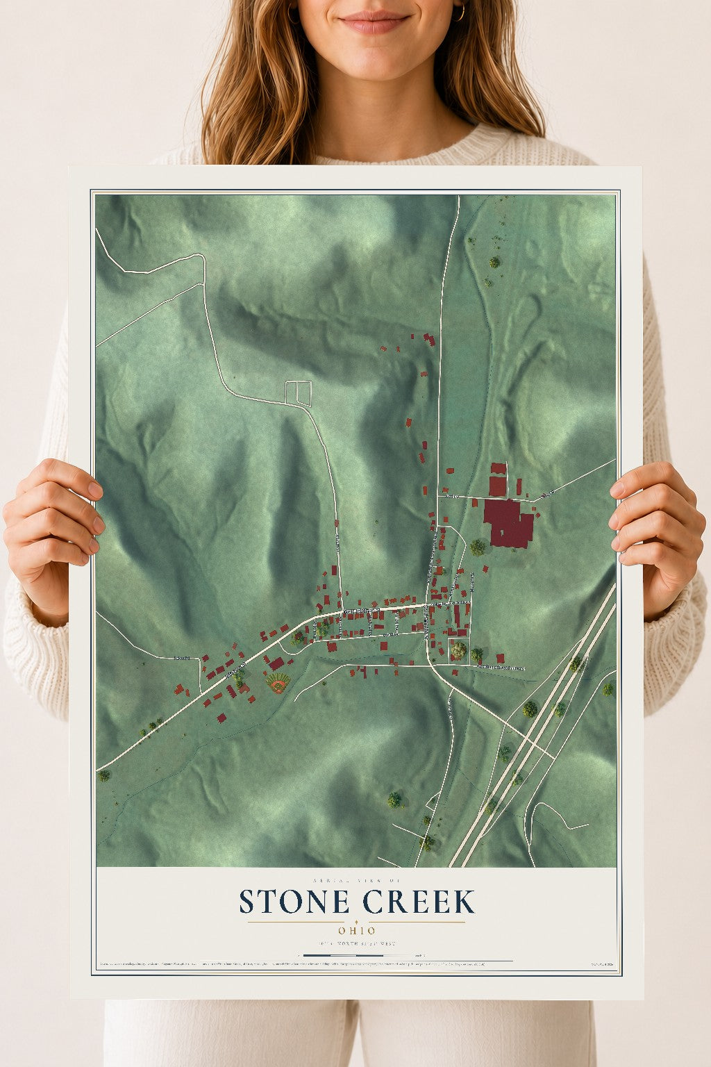 Map of Stone Creek, Ohio, 18 x 24 inch unframed archival matte print