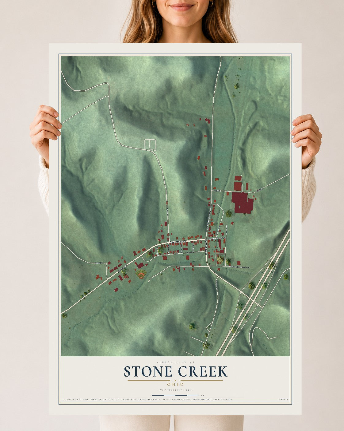 Map of Stone Creek, Ohio, 24 x 36 inch unframed archival matte print
