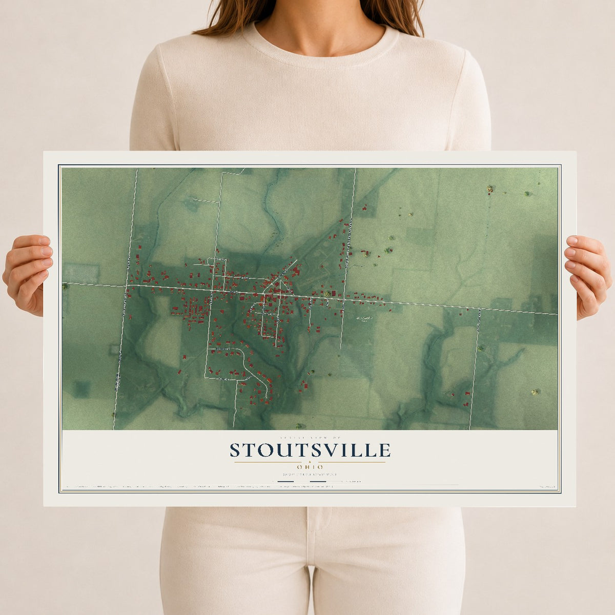 Map of Stoutsville, Ohio, 12 x 18 inch unframed archival matte print
