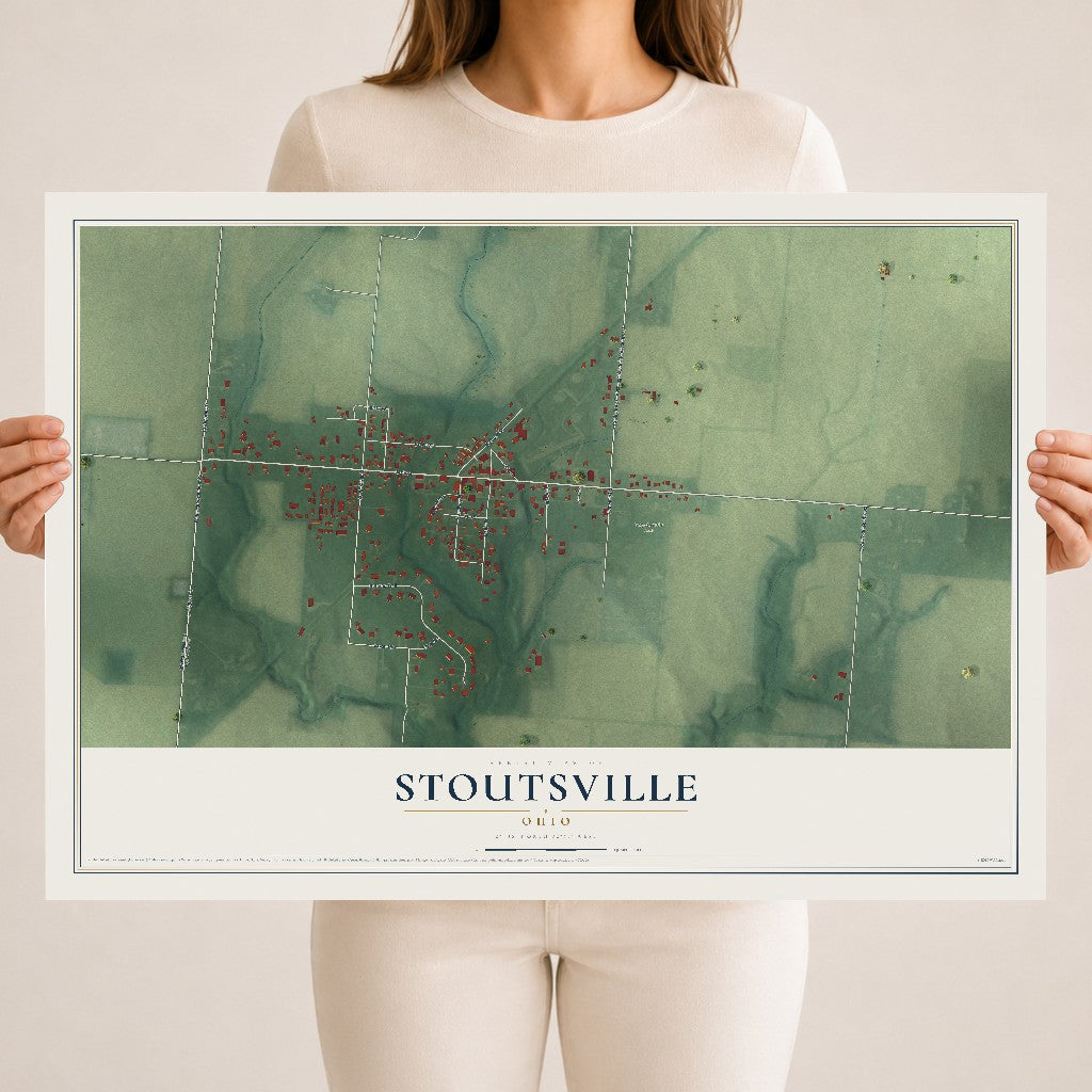 Map of Stoutsville, Ohio, 18 x 24 inch unframed archival matte print
