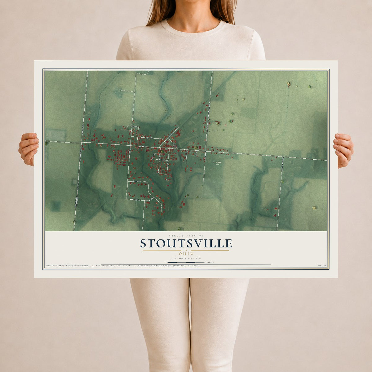Map of Stoutsville, Ohio, 24 x 36 inch unframed archival matte print