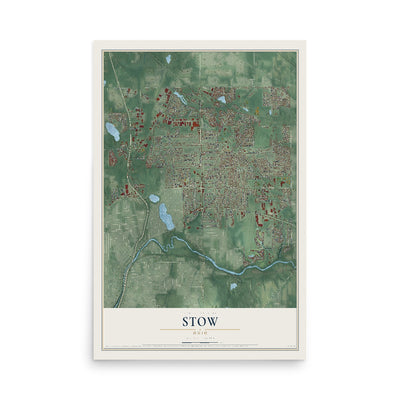 Map of Stow, Ohio, 12 x 18 inch unframed archival matte print