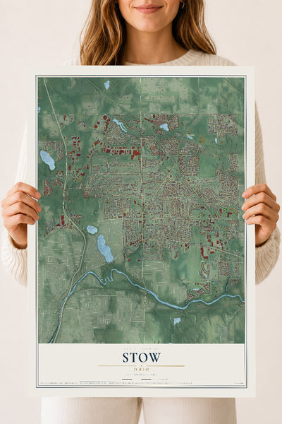 Map of Stow, Ohio, 18 x 24 inch unframed archival matte print