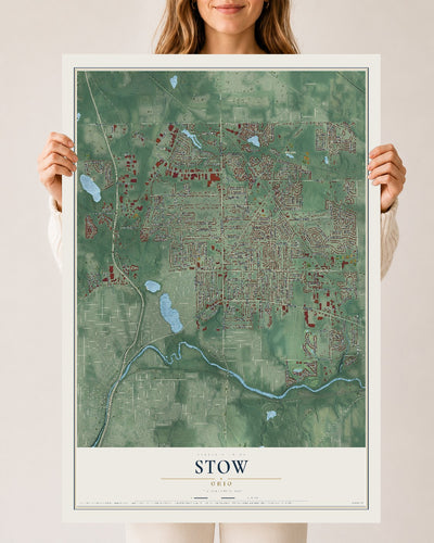Map of Stow, Ohio, 24 x 36 inch unframed archival matte print