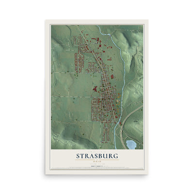 Map of Strasburg, Ohio, 12 x 18 inch unframed archival matte print