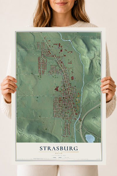 Map of Strasburg, Ohio, 18 x 24 inch unframed archival matte print