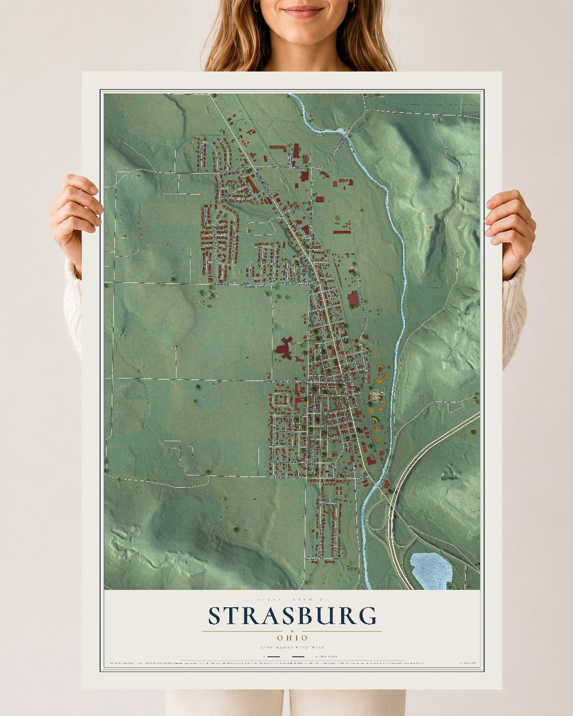 Map of Strasburg, Ohio, 24 x 36 inch unframed archival matte print