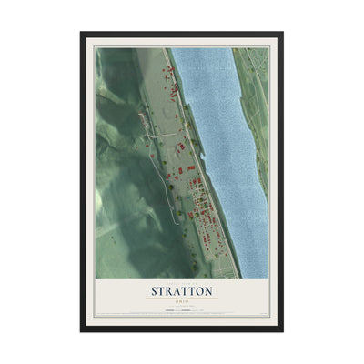 Map of Stratton, Ohio, 12 x 18 inch print in a black wood frame