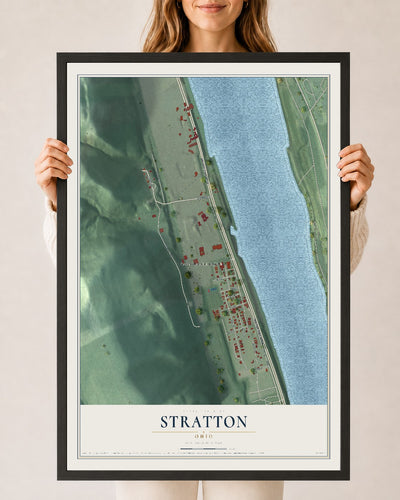Map of Stratton, Ohio, 24 x 36 inch print in a black wood frame