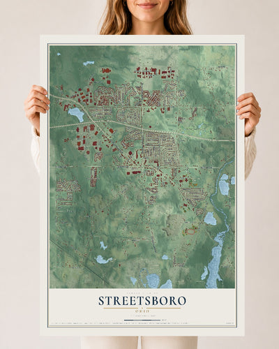 Map of Streetsboro, Ohio, 24 x 36 inch unframed archival matte print