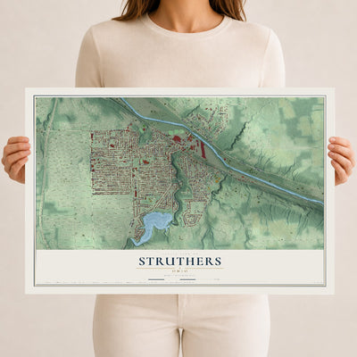 Map of Struthers, Ohio, 12 x 18 inch unframed archival matte print