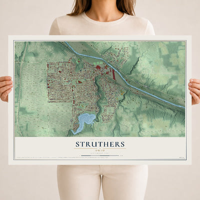 Map of Struthers, Ohio, 18 x 24 inch unframed archival matte print