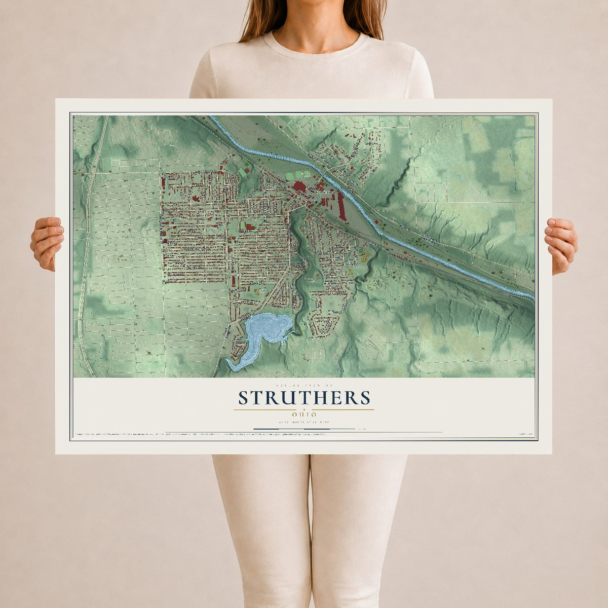 Map of Struthers, Ohio, 24 x 36 inch unframed archival matte print