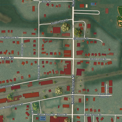 Close-up of the map of Stryker, Ohio print showing street and building detail