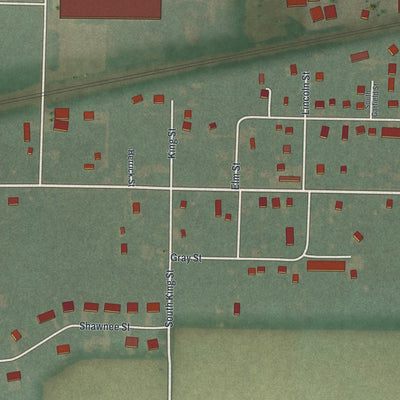 Second close-up of the map of Stryker, Ohio print showing more streets and buildings